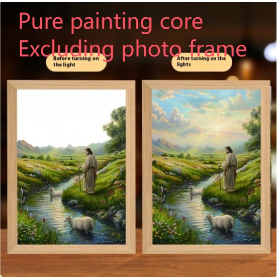 Peinture Lumineuse LED Jésus Cadre Photo Décor Maison Lampe Lune Nuit Noël - IVOIRART.COM