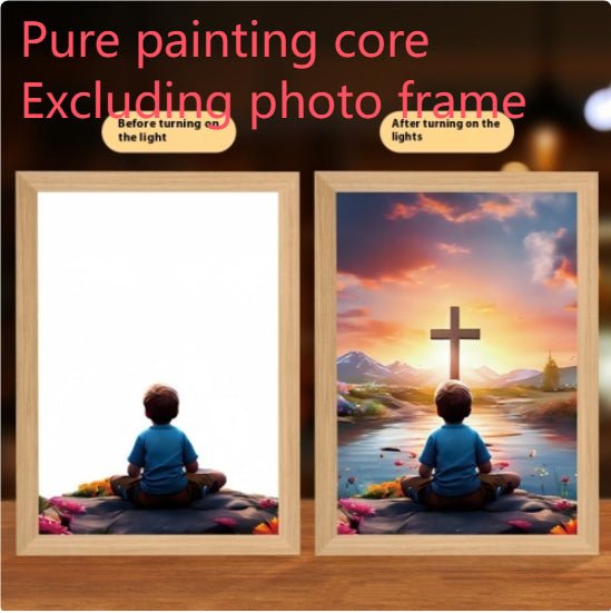 Peinture Lumineuse LED Jésus Cadre Photo Décor Maison Lampe Lune Nuit Noël - IVOIRART.COM