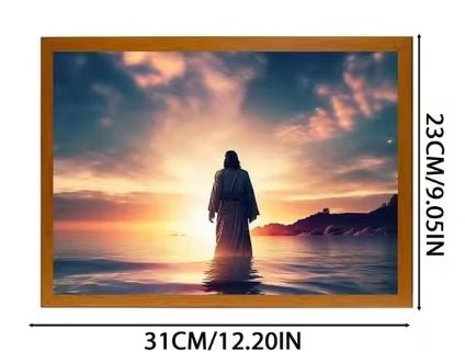 Peinture Lumineuse LED Jésus Cadre Photo Décor Maison Lampe Lune Nuit Noël - IVOIRART.COM