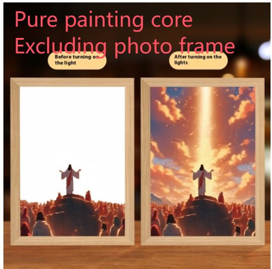 Peinture Lumineuse LED Jésus Cadre Photo Décor Maison Lampe Lune Nuit Noël - IVOIRART.COM