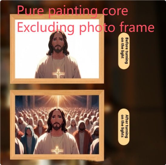 Peinture Lumineuse LED Jésus Cadre Photo Décor Maison Lampe Lune Nuit Noël - IVOIRART.COM