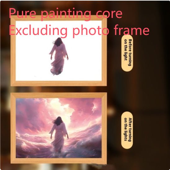 Peinture Lumineuse LED Jésus Cadre Photo Décor Maison Lampe Lune Nuit Noël - IVOIRART.COM