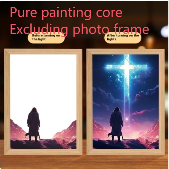 Peinture Lumineuse LED Jésus Cadre Photo Décor Maison Lampe Lune Nuit Noël - IVOIRART.COM