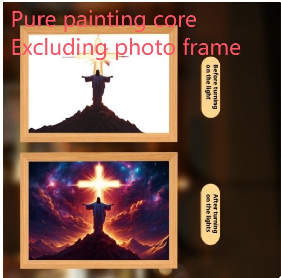 Peinture Lumineuse LED Jésus Cadre Photo Décor Maison Lampe Lune Nuit Noël - IVOIRART.COM