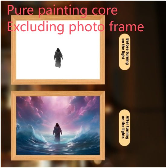 Peinture Lumineuse LED Jésus Cadre Photo Décor Maison Lampe Lune Nuit Noël - IVOIRART.COM