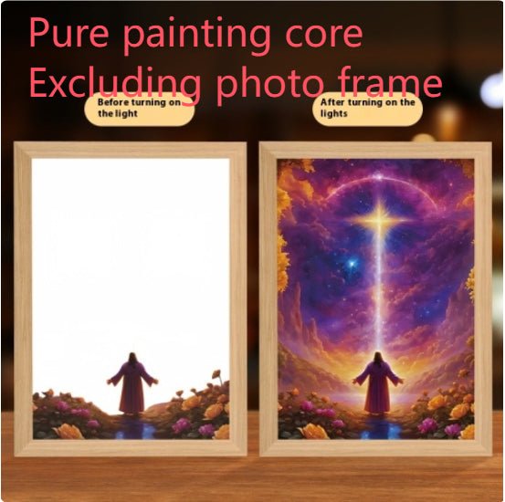 Peinture Lumineuse LED Jésus Cadre Photo Décor Maison Lampe Lune Nuit Noël - IVOIRART.COM