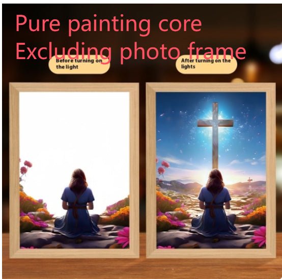 Peinture Lumineuse LED Jésus Cadre Photo Décor Maison Lampe Lune Nuit Noël - IVOIRART.COM