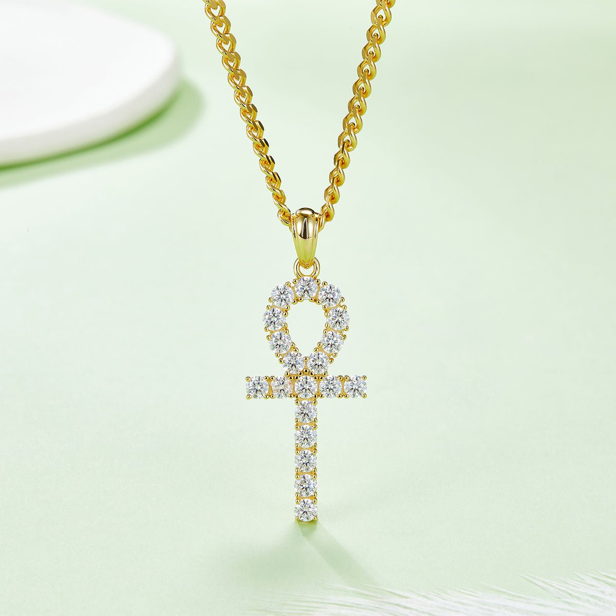 Pendentif Ankh en Argent Sterling S925 19 Pièces Moissanite D VVS1 3&5,6&9,1 g - IVOIRART.COM