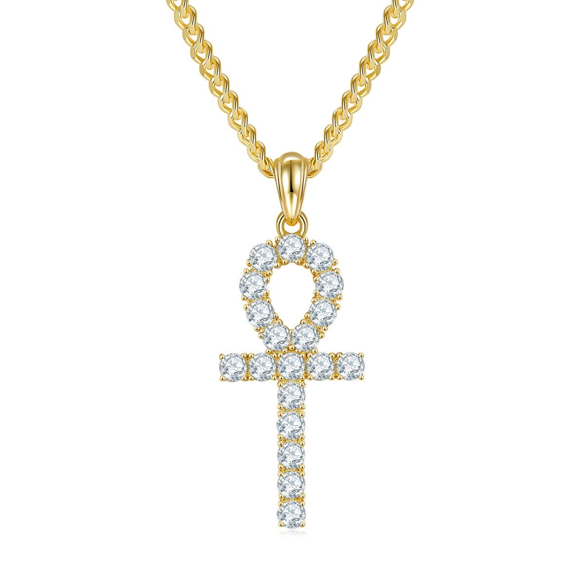Pendentif Ankh en Argent Sterling S925 19 Pièces Moissanite D VVS1 3&5,6&9,1 g - IVOIRART.COM