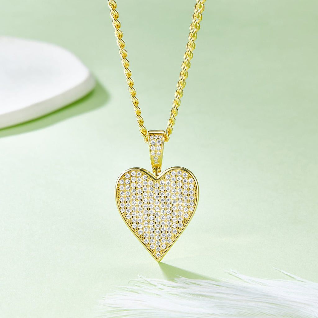 Pendentif Cœur Moissanite 142pcs D Couleur VVS1 Argent Sterling S925 5g Sans Chaîne - IVOIRART.COM