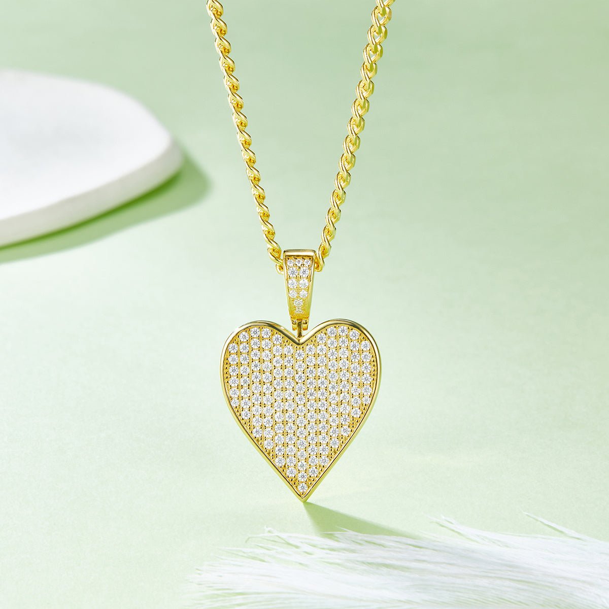 Pendentif Cœur Moissanite 142pcs D Couleur VVS1 Argent Sterling S925 5g Sans Chaîne - IVOIRART.COM