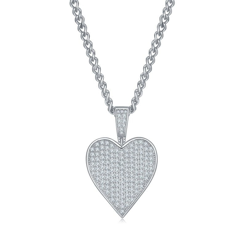 Pendentif Cœur Moissanite 142pcs D Couleur VVS1 Argent Sterling S925 5g Sans Chaîne - IVOIRART.COM