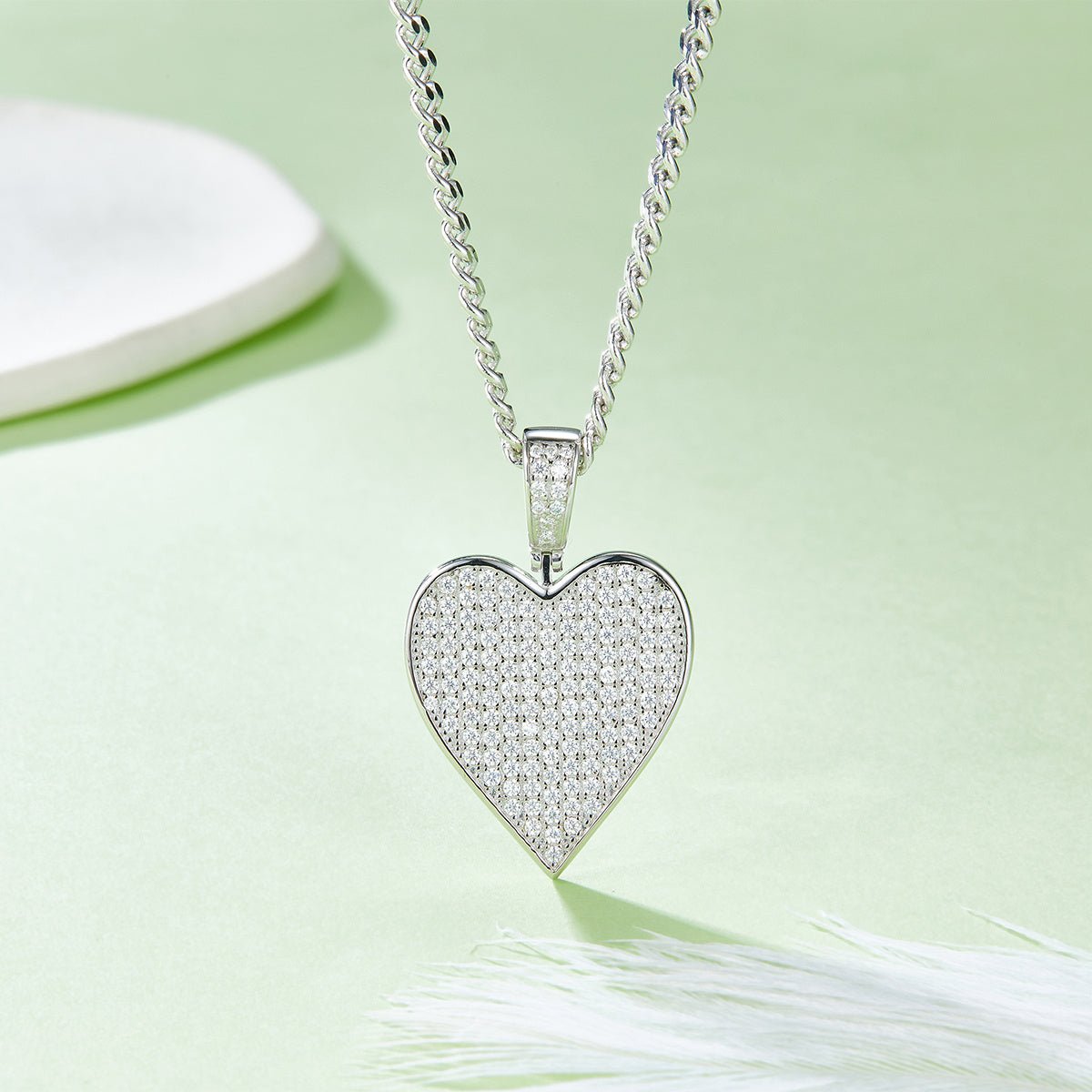 Pendentif Cœur Moissanite 142pcs D Couleur VVS1 Argent Sterling S925 5g Sans Chaîne - IVOIRART.COM