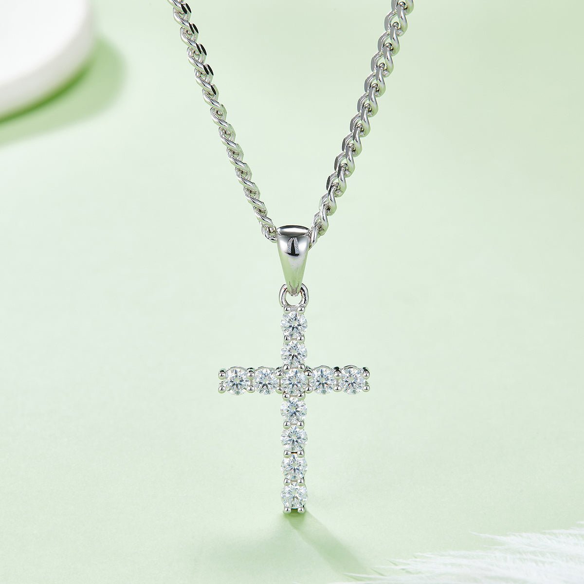 Pendentif Croix Moissanite D Couleur VVS1 Argent Sterling S925 1,6g Sans Chaîne - IVOIRART.COM