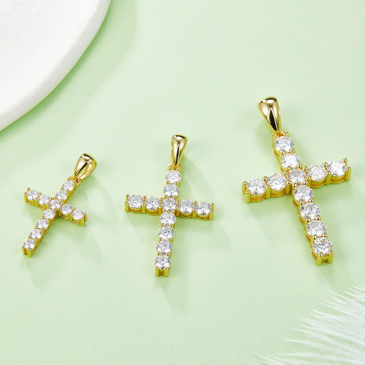 Pendentif Croix Moissanite D Couleur VVS1 Argent Sterling S925 1,6g Sans Chaîne - IVOIRART.COM