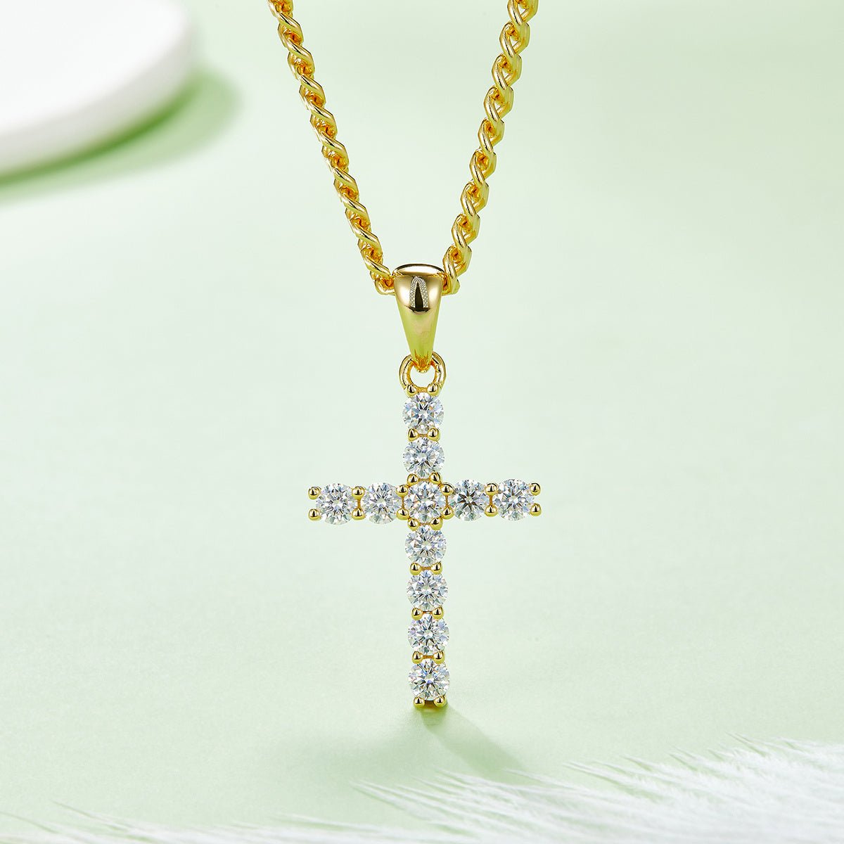 Pendentif Croix Moissanite D Couleur VVS1 Argent Sterling S925 1,6g Sans Chaîne - IVOIRART.COM