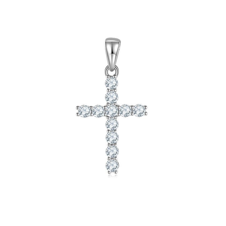 Pendentif Croix Moissanite D Couleur VVS1 Argent Sterling S925 1,6g Sans Chaîne - IVOIRART.COM