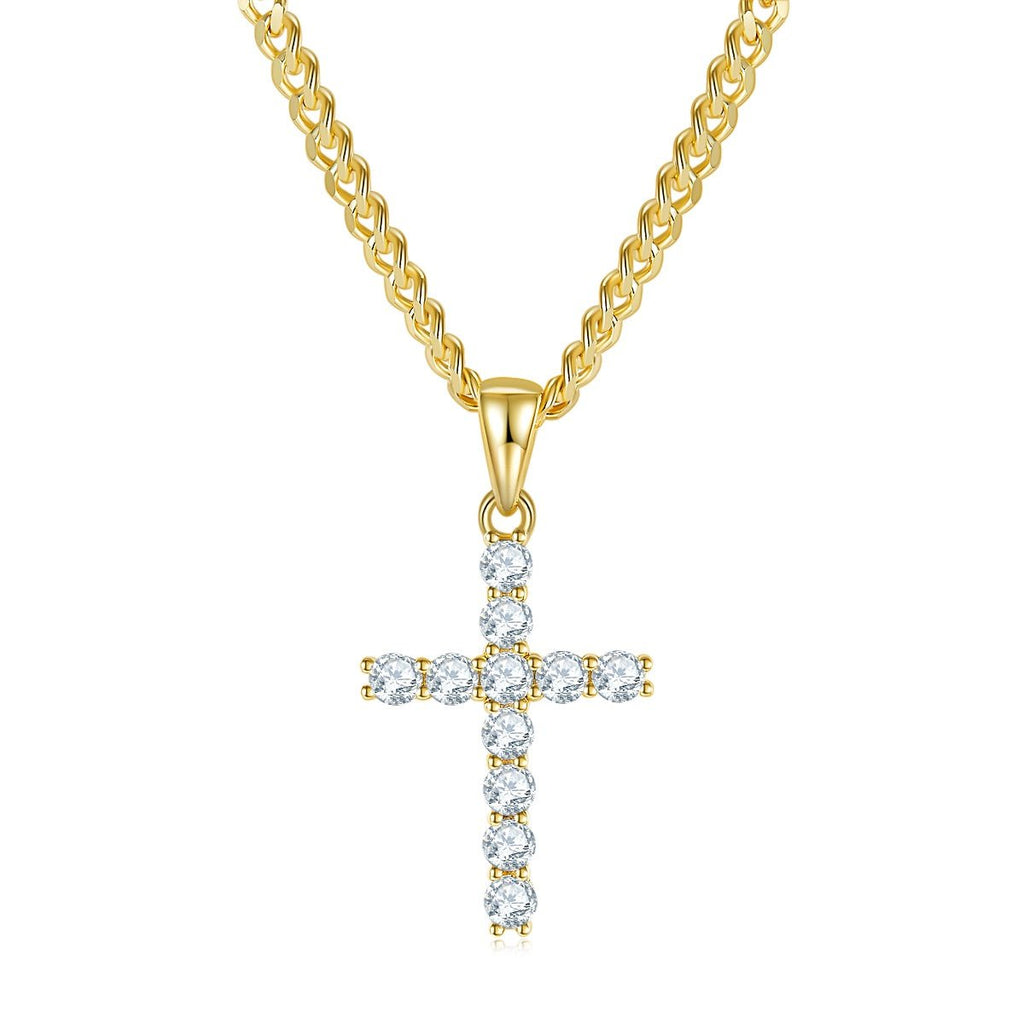 Pendentif Croix Moissanite D Couleur VVS1 Argent Sterling S925 1,6g Sans Chaîne - IVOIRART.COM