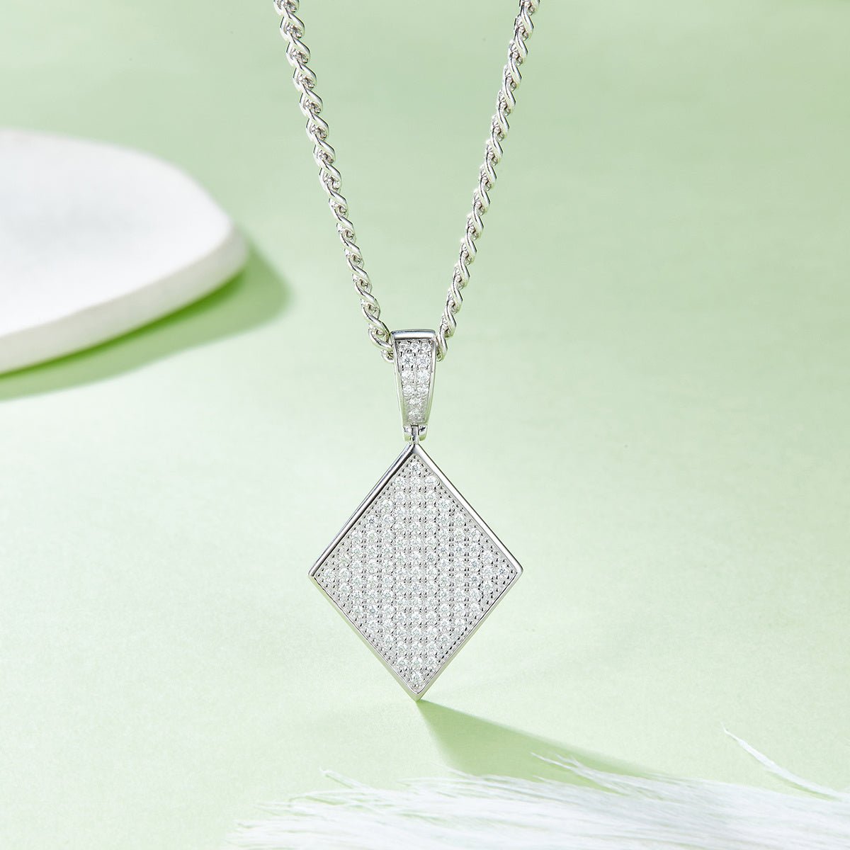 Pendentif en argent sterling S925 108 moissanites D VVS1 forme diamant 5g - IVOIRART.COM