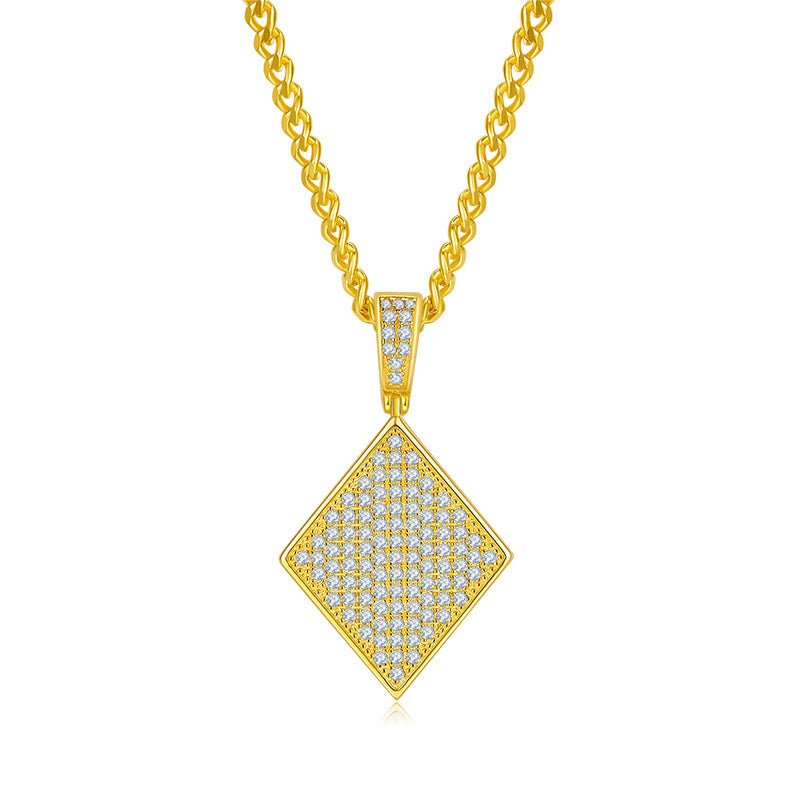 Pendentif en argent sterling S925 108 moissanites D VVS1 forme diamant 5g - IVOIRART.COM