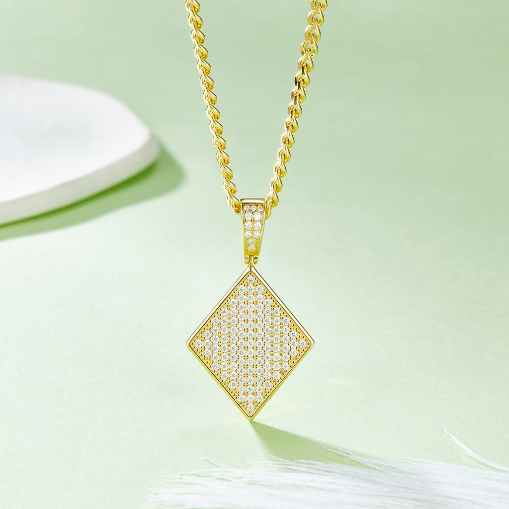 Pendentif en argent sterling S925 108 moissanites D VVS1 forme diamant 5g - IVOIRART.COM