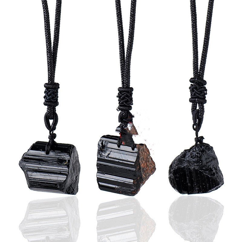 Pendentif naturel en tourmaline noire, bijou protecteur élégant et authentique - IVOIRART.COM