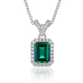 Pendentif S925 Argent plaqué platine, Émeraude synthétique 8x6mm, Halo 1.2gVbail - IVOIRART.COM