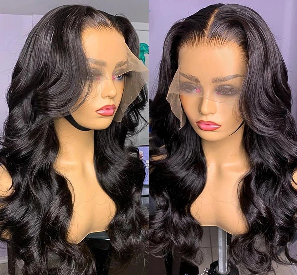 Perruque à Front en Dentelle Ondulation Naturelle Mi-Longue pour Femmes Noires - IVOIRART.COM