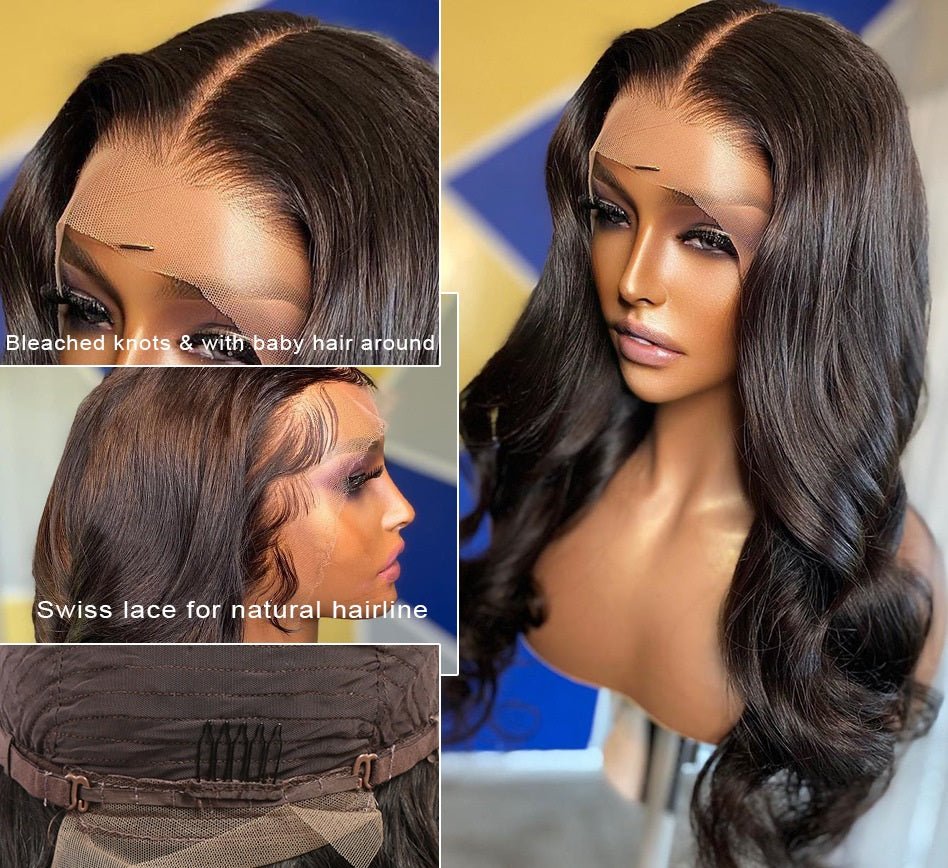 Perruque à Front en Dentelle Ondulation Naturelle Mi-Longue pour Femmes Noires - IVOIRART.COM