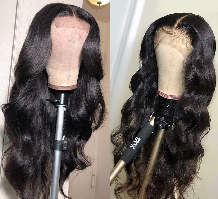 Perruque à Front en Dentelle Ondulation Naturelle Mi-Longue pour Femmes Noires - IVOIRART.COM
