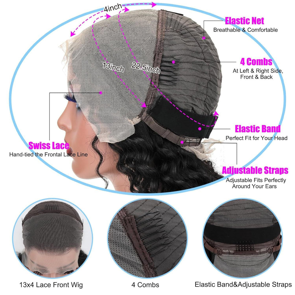 Perruque avant en dentelle cheveux humains ondulations profondes naturelles - IVOIRART.COM