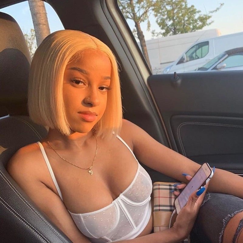 Perruque Bob Blonde 613, Cheveux Naturels Courts et Raides pour Femmes, 8-16 pouces - IVOIRART.COM