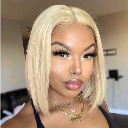 Perruque Bob Blonde 613, Cheveux Naturels Courts et Raides pour Femmes, 8-16 pouces - IVOIRART.COM