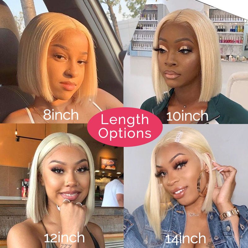 Perruque Bob Blonde 613, Cheveux Naturels Courts et Raides pour Femmes, 8-16 pouces - IVOIRART.COM