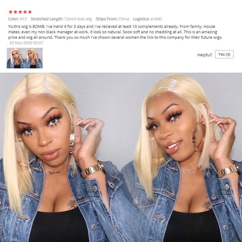 Perruque Bob Blonde 613, Cheveux Naturels Courts et Raides pour Femmes, 8-16 pouces - IVOIRART.COM