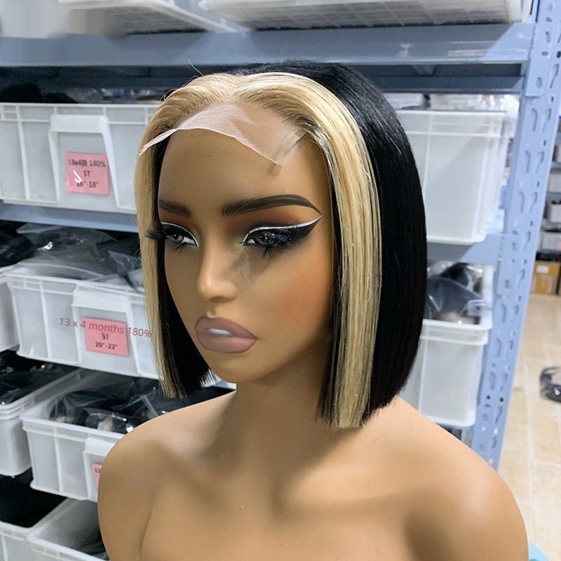 Perruque Bob colorée femme sans colle, cheveux humains naturels 8 pouces premium - IVOIRART.COM