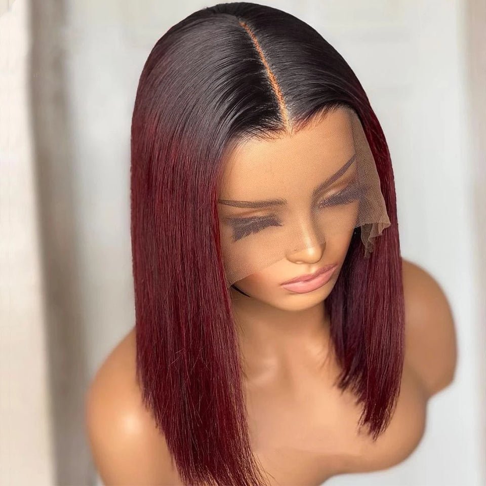 Perruque Bob Courte Lisse 1B-99J Colorée en Cheveux Humains Naturels - IVOIRART.COM