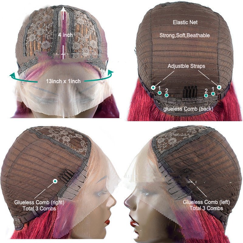 Perruque Bob Courte Lisse 1B-99J Colorée en Cheveux Humains Naturels - IVOIRART.COM