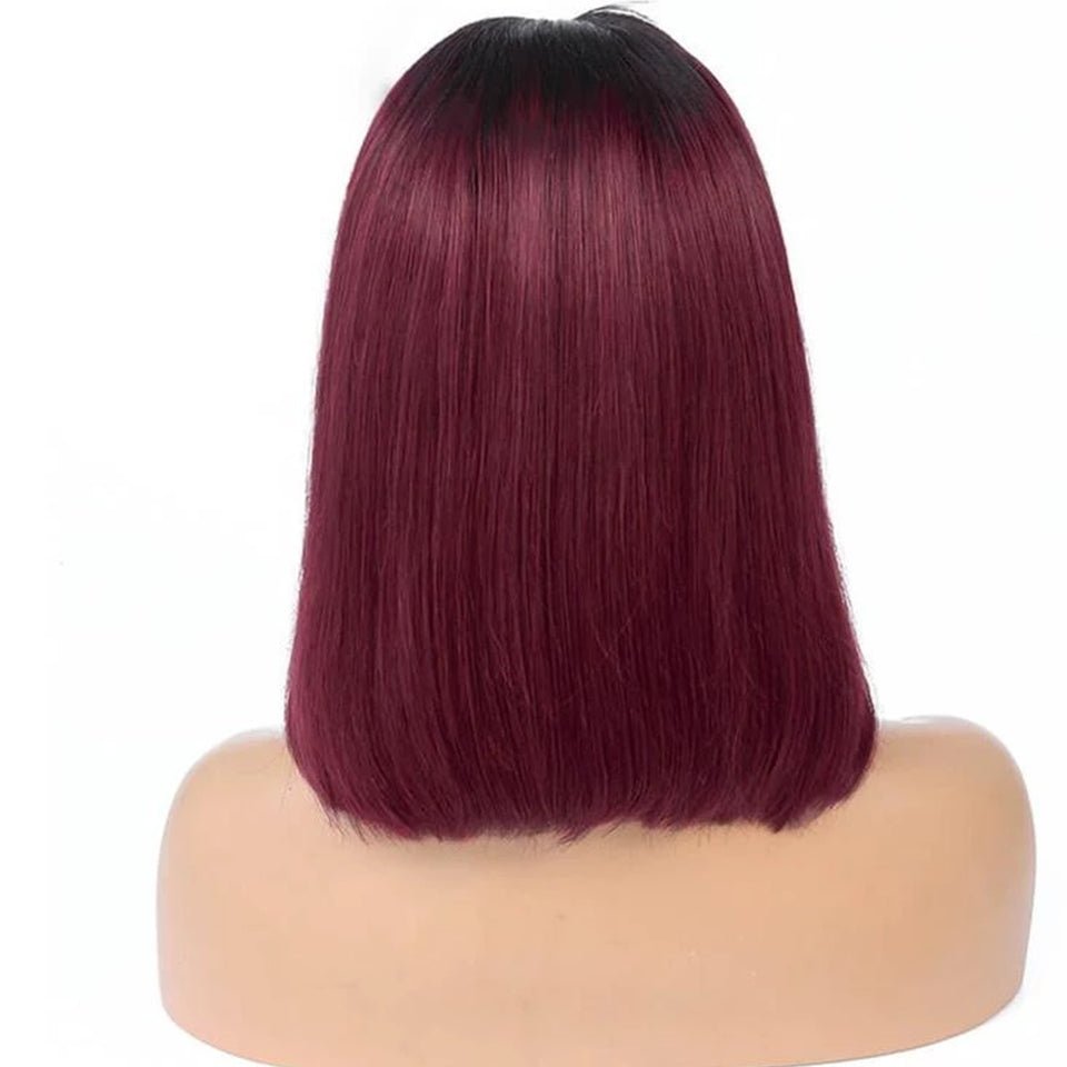 Perruque Bob Courte Lisse 1B-99J Colorée en Cheveux Humains Naturels - IVOIRART.COM