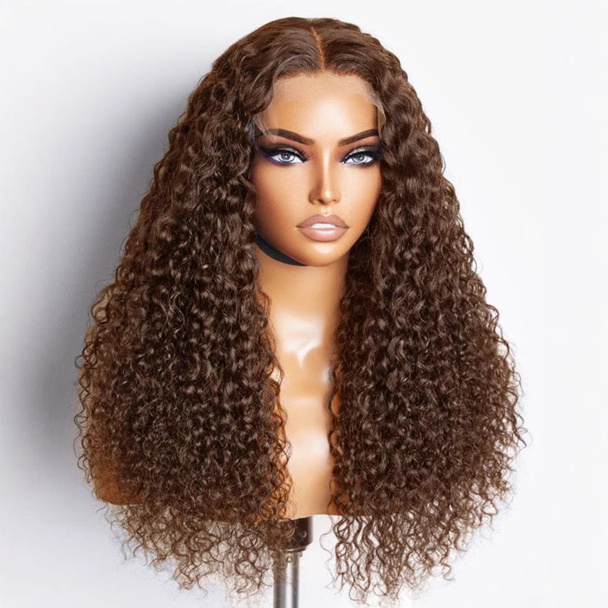 Perruque en cheveux humains brun chocolat pour femmes - longue bouclée style exotique - IVOIRART.COM
