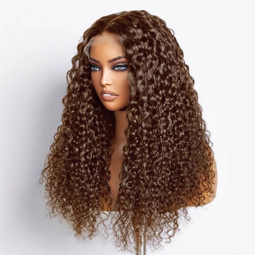 Perruque en cheveux humains brun chocolat pour femmes - longue bouclée style exotique - IVOIRART.COM