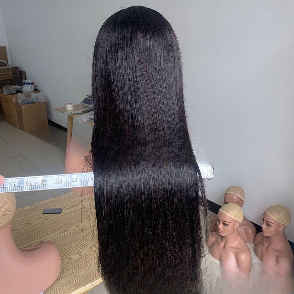 Perruque en cheveux humains densité 250 % avec tulle avant 13 x 4, naturelle - IVOIRART.COM