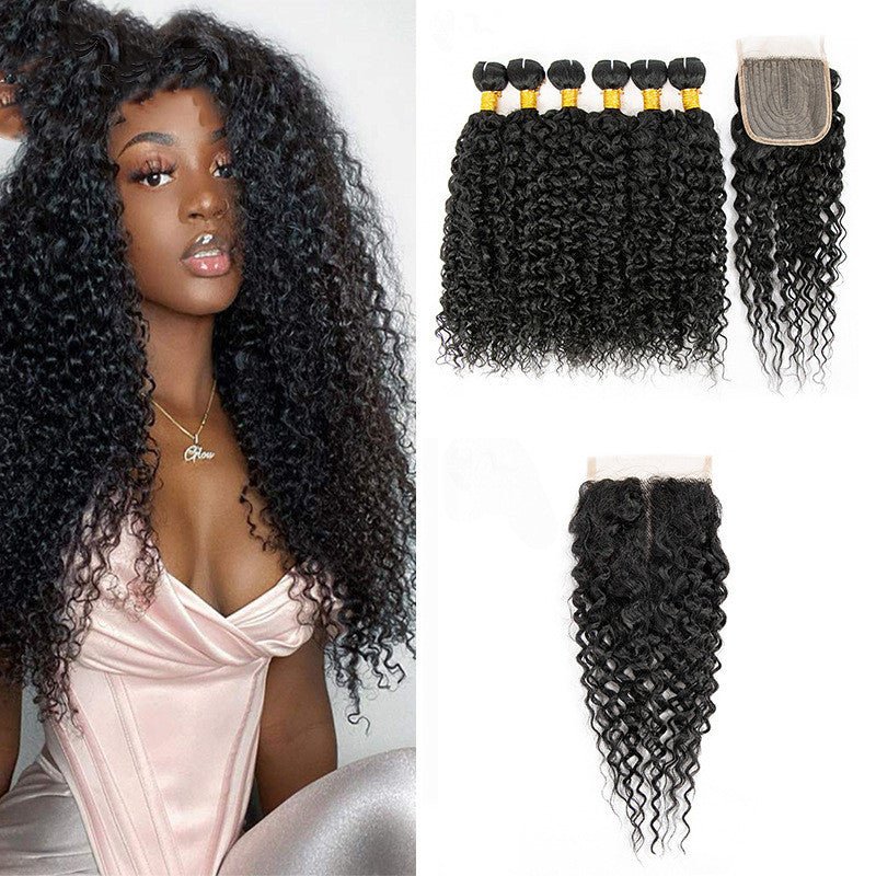 Perruque en cheveux humains, ensemble mixte 7 pièces, petites boucles rideau naturel - IVOIRART.COM