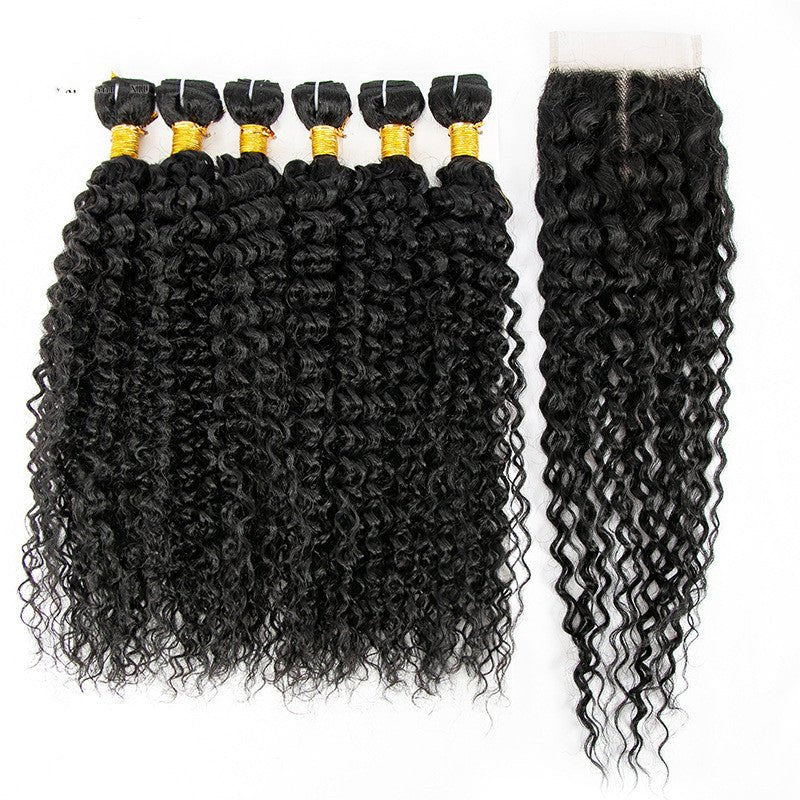 Perruque en cheveux humains, ensemble mixte 7 pièces, petites boucles rideau naturel - IVOIRART.COM