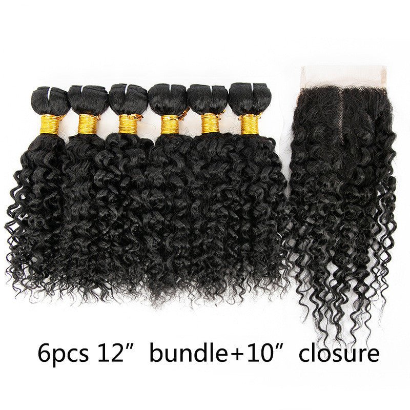 Perruque en cheveux humains, ensemble mixte 7 pièces, petites boucles rideau naturel - IVOIRART.COM