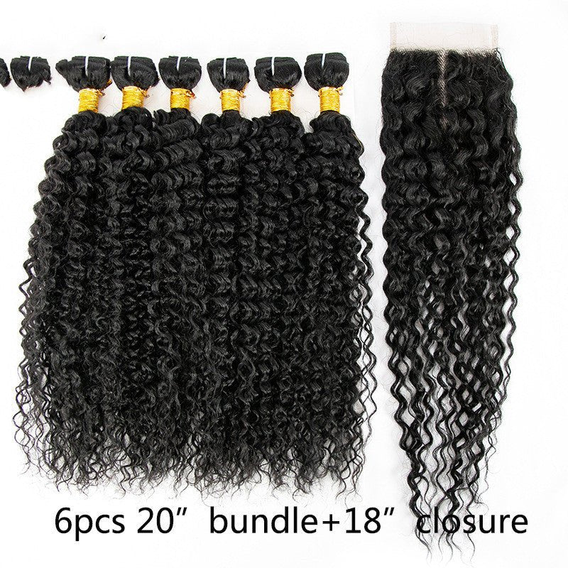 Perruque en cheveux humains, ensemble mixte 7 pièces, petites boucles rideau naturel - IVOIRART.COM