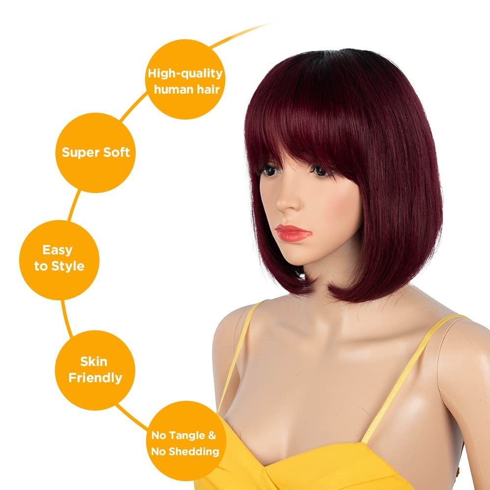 Perruque en cheveux humains full-head courte sans dentelle, style pro et naturel - IVOIRART.COM