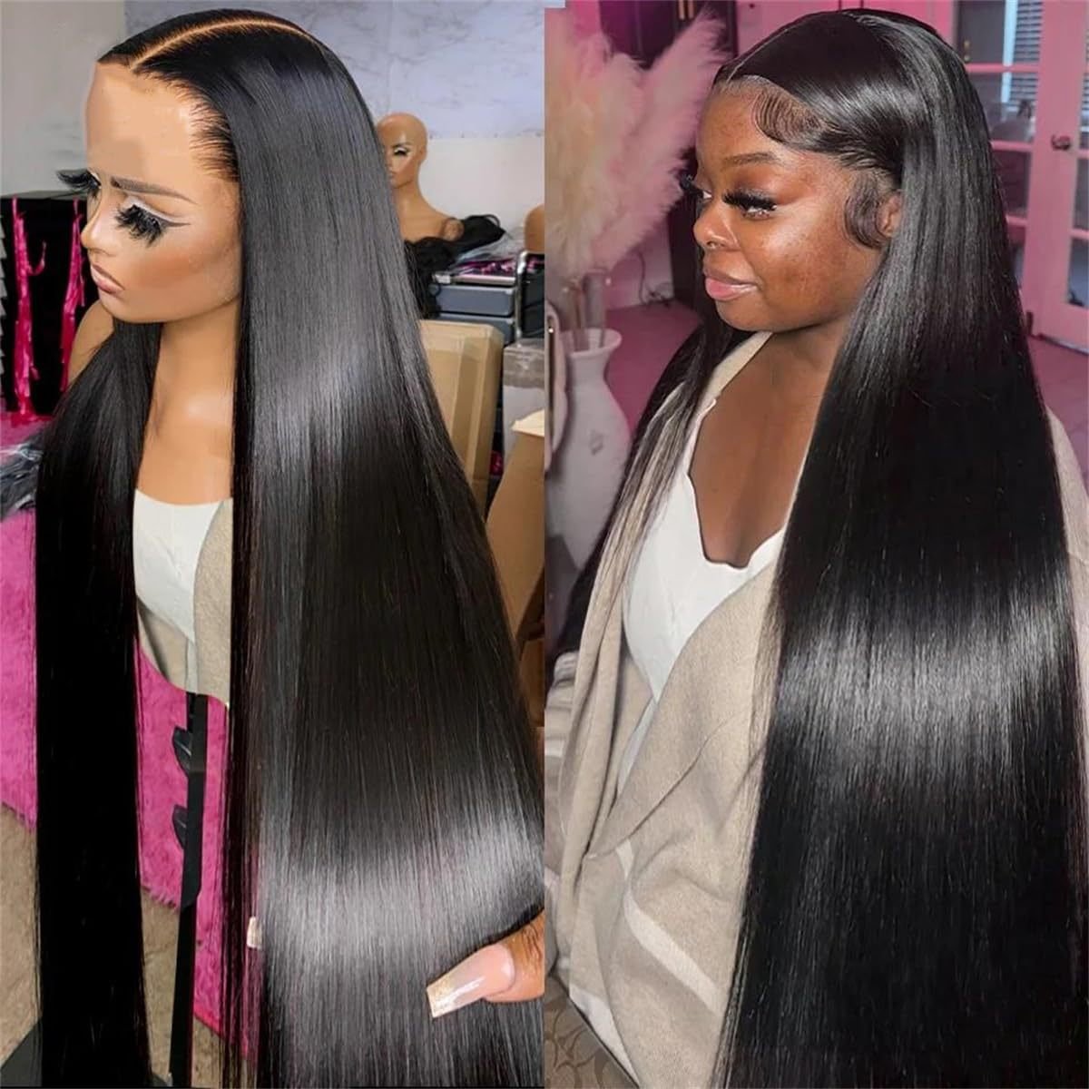 Perruque en cheveux humains lisses vietnamiens, 100% main, résistante chaleur et - IVOIRART.COM