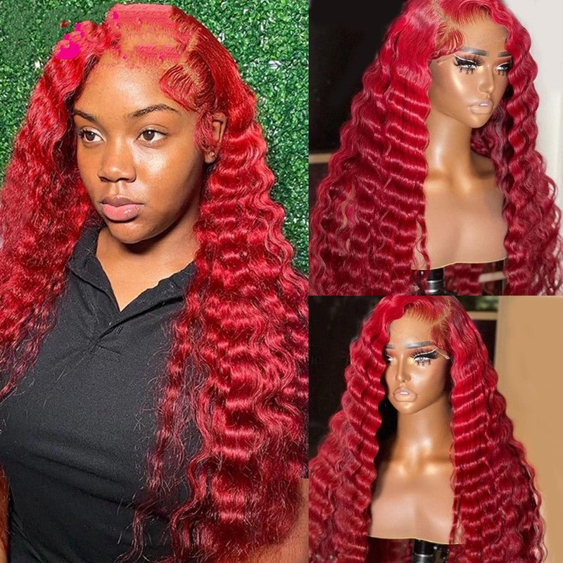 Perruque en cheveux humains ondulés profonds rouges, accessoire naturel élégant - IVOIRART.COM