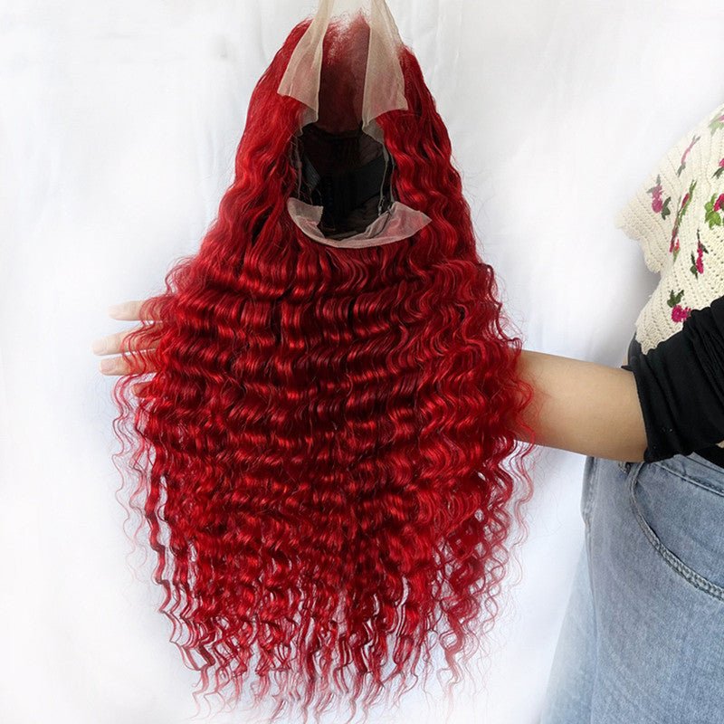 Perruque en cheveux humains ondulés profonds rouges, accessoire naturel élégant - IVOIRART.COM